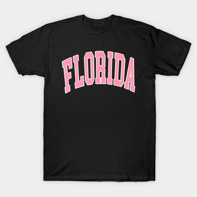 Florida Beach Preppy Pink Font T-Shirt by Saboia Alves